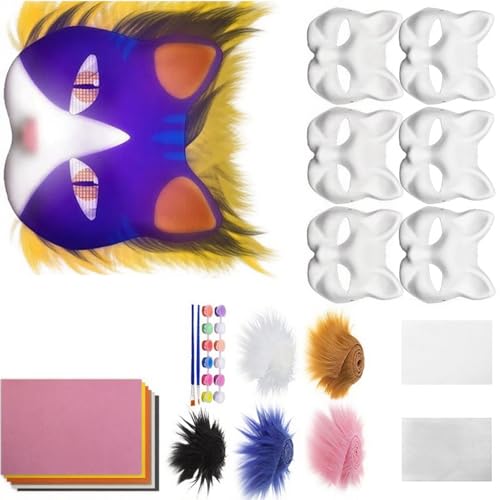 XAGMODSHN Katzen-Füchse mit Pelzauge, Netzfilz, Therianer, zum Bemalen für Halloween, Maskerade, Cosplay, Party, Kostüm XAGMODSHN Katzen-Füchse mit Pelzauge, Netzfilz, Therianer, zum Bemalen für Halloween, Maskerade, Cosplay, Party, Kostüm von XAGMODSHN