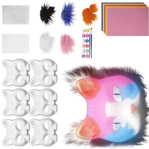 XAGMODSHN Katzen-Füchse mit Pelzauge, Netzfilz, Therianer, zum Bemalen für Halloween, Maskerade, Cosplay, Party, Kostüm XAGMODSHN Katzen-Füchse mit Pelzauge, Netzfilz, Therianer, zum Bemalen für Halloween, Maskerade, Cosplay, Party, Kostüm von XAGMODSHN