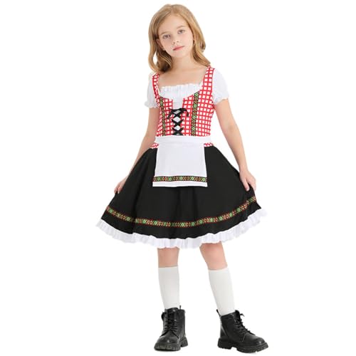 XAGMODSHN Kid Girl Oktoberfest Kostüm Deutsches Bayerisches Bierfestival Outfits Für Halloween Carnivals Party Dirndl Kleider Drindl Kostüm Deutsche Bayerische Oktoberfest Festival Frauen von XAGMODSHN