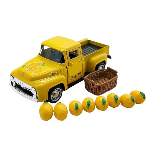 XAGMODSHN Klassische Zitronen-LKW-Legierung, Dekoration, Miniatur-Fahrzeugmodell mit künstlichen Zitronen, für den Innenbereich, Tischdekoration, Geschenk, Legierung, Miniatur-LKW von XAGMODSHN