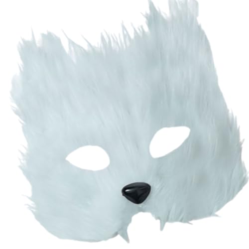 XAGMODSHN Kunststoff Langhaarfüchse Party Maske Leichtes Unisex Kostümzubehör Für Bälle Bühnenshows Und Rollenspiele Easy Clean Foxes Halbgesicht Party Maske von XAGMODSHN