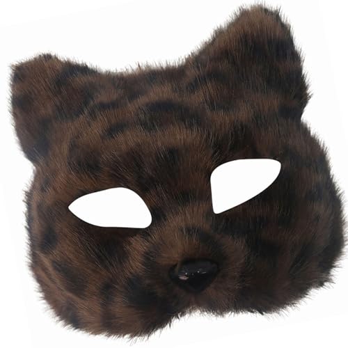 XAGMODSHN Realistischer Tier-Kopfschmuck mit halbem Gesicht, weicher Plüsch, bequeme Passform, ideal für Halloween und Foto-Requisiten, simulierte pelzige Plüsch-Theateraufführungen von XAGMODSHN
