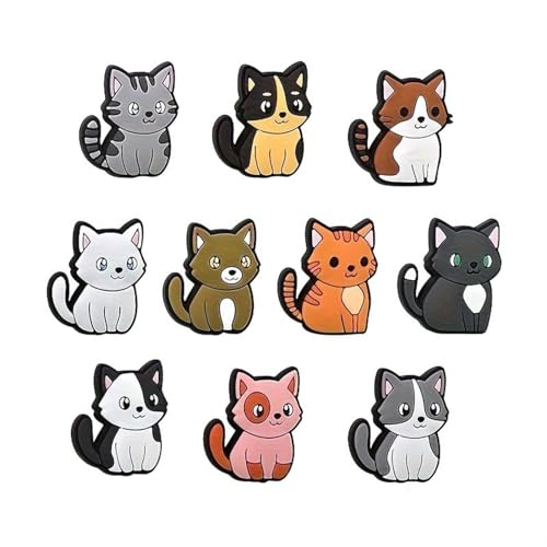 XAGMODSHN Silikontier Bead 10pcs Lose Katzen Perle Für Schlüsselbund Anhänger Machen Kits Handwerk Anhänger Handgefertigte Schlüsselbund Dekore von XAGMODSHN
