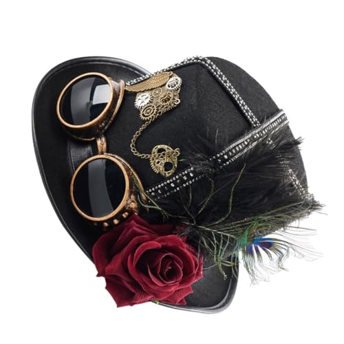 XAGMODSHN Steampunks Flat Top Hut für Damen Herren mit Brille Halloween Cosplay Party Kostüm Hut Gothicstyle Hut Mode Kopfbedeckung Schwarz XAGMODSHN Steampunks Flat Top Hut für Damen Herren mit Brille Halloween Cosplay Party Kostüm Hut Gothicstyle Hut Mode Kopfbedeckung Schwarz von XAGMODSHN