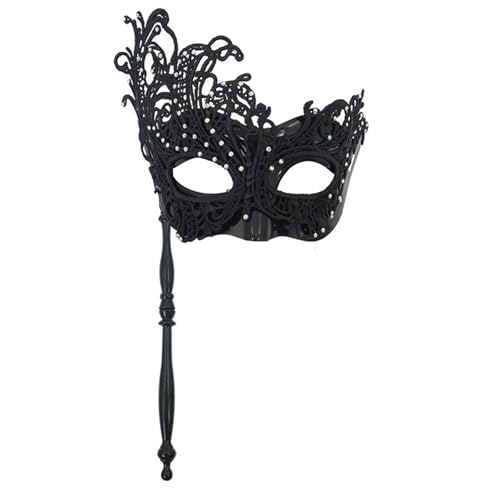 XAGMODSHN Strass-Spitzen-Maskerade, Halloween-Kostüme, Venezianer-Party, Erwachsene, Kinder, Karneval, Maske mit Stab, Damen, halbes Gesicht von XAGMODSHN