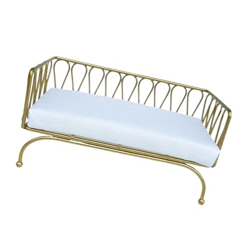 XAGMODSHN Traditioneller Metallhocker Mit Stoffstuhl Winziges Wohnzimmer Deck Für Model House Addons Permanent Iron Miniatur Sofa Für Modellhaus von XAGMODSHN