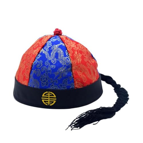 XAGMODSHN Traditioneller chinesischer Kaiserhut für Seidenstoff, chinesischer Palastprinz-Hut, Tangzhuang, Cosutme-Zubehör, rot/blau, 59 XAGMODSHN Traditioneller chinesischer Kaiserhut für Seidenstoff, chinesischer Palastprinz-Hut, Tangzhuang, Cosutme-Zubehör, rot/blau, 59 von XAGMODSHN