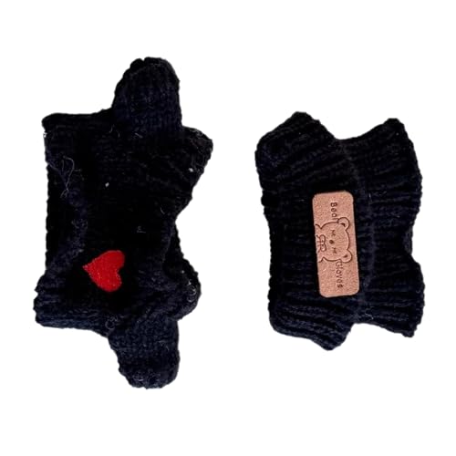 XAGMODSHN Trendy Dolls Kleidung Für 15-17 cm Figuren Mit Schwarzer Strickhut Und Herzpullover Für Kaninchenpuppen Geeignet von XAGMODSHN