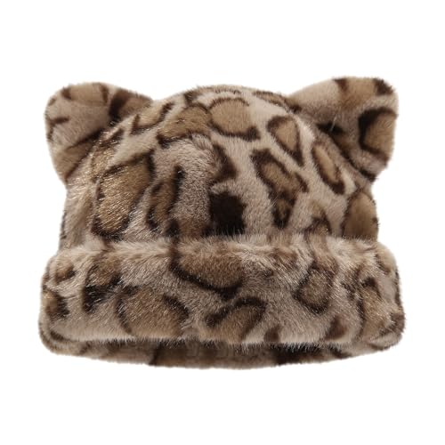 XAGMODSHN Übergroßer Kätzchenhut Mit Ohr Leoparden Druck Skihut Pelzige Cartoon Foto Requisiten Freien Kopfverpackung Für Halloween von XAGMODSHN