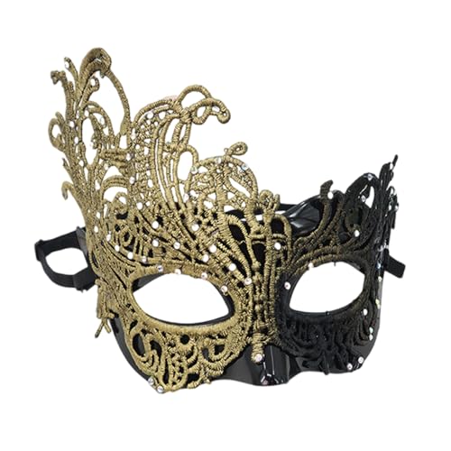 XAGMODSHN Wiederverwendbare Halloween-Hälfte mit aufwendigen Spitzendetails, verstellbares Gesicht für Partys, Paraden, elegantes schwarzes Spitzenkostüm XAGMODSHN Wiederverwendbare Halloween-Hälfte mit aufwendigen Spitzendetails, verstellbares Gesicht für Partys, Paraden, elegantes schwarzes Spitzenkostüm von XAGMODSHN