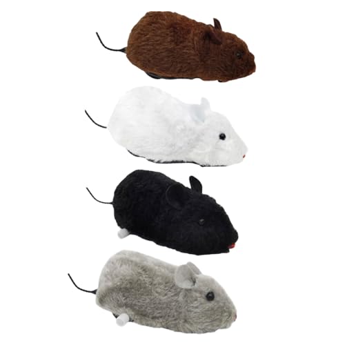 XAGMODSHN Windup Plüsch Mäuse Spielzeugset Von 4 Realistischen Maus Frühlingsspielzeug Für Haustiere Und Babykriechen Lernen Elternkinder Aktivitätsspielzeug von XAGMODSHN