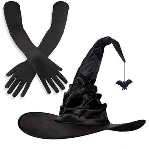 XANHOY Luxus Hexenhut Set Vintage Look Hut Verkleidung Hut Erwachsene Kostüm Zubehör für Halloween Partys von XANHOY