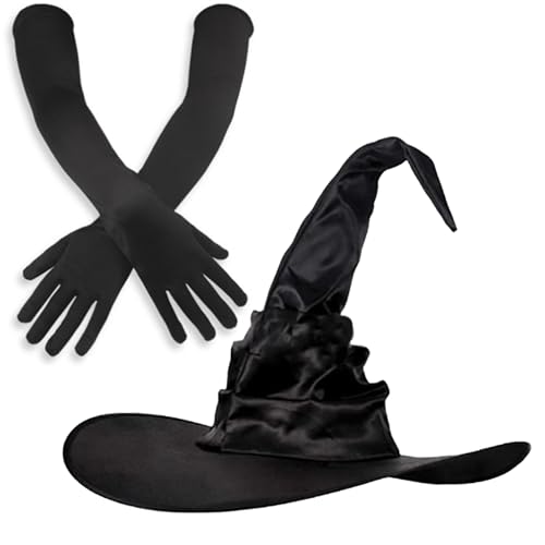 XANHOY Luxus Hexenhut Set Vintage Look Hut Verkleidung Hut Erwachsene Kostüm Zubehör für Halloween Partys von XANHOY