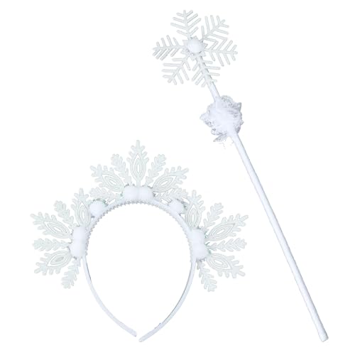 XANHOY Schneeflocke Kopfschmuck und Zauberstab Set für verschiedene Party Mädchen Prinzessin Stirnband und Stick Cosplay Kostüm Hairhoop Set XANHOY Schneeflocke Kopfschmuck und Zauberstab Set für verschiedene Party Mädchen Prinzessin Stirnband und Stick Cosplay Kostüm Hairhoop Set von XANHOY