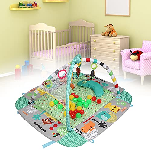 XANNI 2-in-1 Krabbeldecke für Babys, Krabbeldecke und Spielmatte für Neugeborene mit Musik und Licht, Spielbogen aus Schaumstoff, 30 bunte Bälle, großes Fitnessstudio für Neugeborene von XANNI