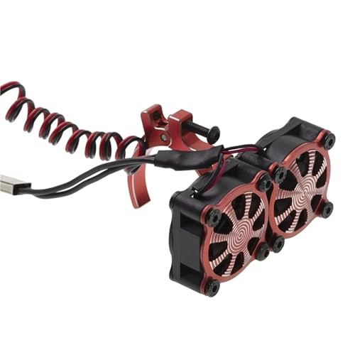 RC Autoteile Für Axial Für SCX10 Für Traxxas Für TRX4 1/8 1/10 RC Auto 540 550 3650 3660 Motor-Kühlkörper-Lüfter Mit Thermosensor(Red) von XAQRYQO