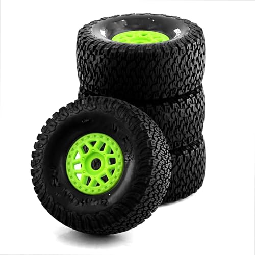 RC Reifen Für ARRMA Für Mojave Für TRAXXAS UDR Off-Road-Buggy RC Auto 4 Stück 138 Mm 1/7 Desert Short Course Truck Reifen 17 Radsechskant(Green) von XAQRYQO