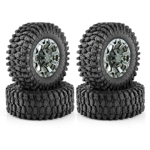 RC Reifen Für Axial SCX10 Für Wraith RR10 Für Capra 1/8 1/10 RC Crawler Car 4Stk. 135mm 2,6 Zoll Metall Beadlock Felge Gummireifen von XAQRYQO