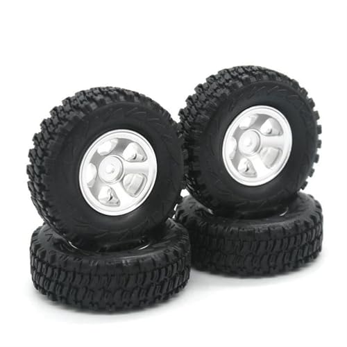 RC Reifen Für Axial SCX24 Für Traxxas TRX4M FMS 4 Stücke 55 Mm 1,0 Metall Beadlock Rad Gummireifen Set 1/18 1/24 RC Auto Upgrade Teile von XAQRYQO