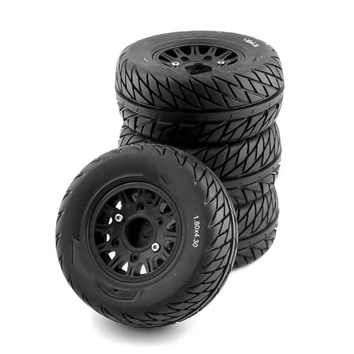 RC Reifen Für HSP Für Sonic 94102 Für Racing Für Tamiya TT02 4 Stück RC-Modellauto-Gummireifen Und Rad Für 1/8 1/10 RC On Road Car(Black,A) von XAQRYQO