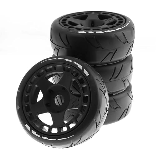 RC Reifen Für HSP Für ZD Für Racing Für HPI 1 Satz 105 Mm Gummireifen-Kunststoffrad Mit 17 Adapter Für 1/8 On Road Rally RV RC-Auto(Black) von XAQRYQO