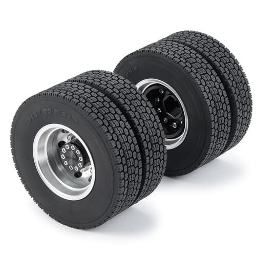 RC Reifen Für Tamiya 1/14 Anhänger-Sattelzugmaschine RC-Autoräder, Teilezubehör, Metall-Hinterradfelgennabe Und Gummireifen-Kit von XAQRYQO