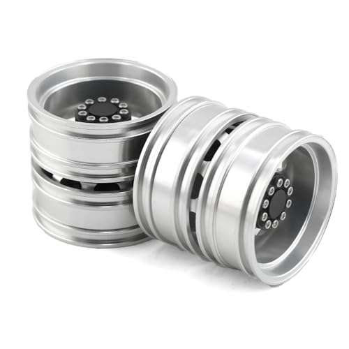 RC Reifen Für Tamiya RC Auto-Anhänger-Traktor-LKW-Auto-Upgrade-Teilen, Metallrad, CNC-Vorder- Und Hinterradnabe Für 1/14(Rear Wheel Rim) von XAQRYQO