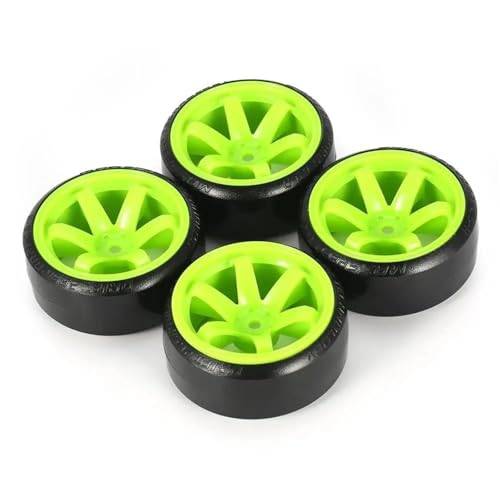 RC Reifen Für Trxs Für HSP Für Tamiya HPI 1:10 RC On-Road Vehicle Drifting Car Hard Tire Set 4-teiliges Pattern Drift Tires Wheel(Green) von XAQRYQO