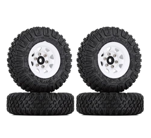 RC Teile Für Axial 90069 D90 TF2 Für Tamiya CC01 LC70 Für MST Für Jimny 85 * 28MM 1.55 "1/10 Beadlock Felge Reifen Set RC Crawler Auto Teile Zubehör(AX1010-1501WH) von XAQRYQO