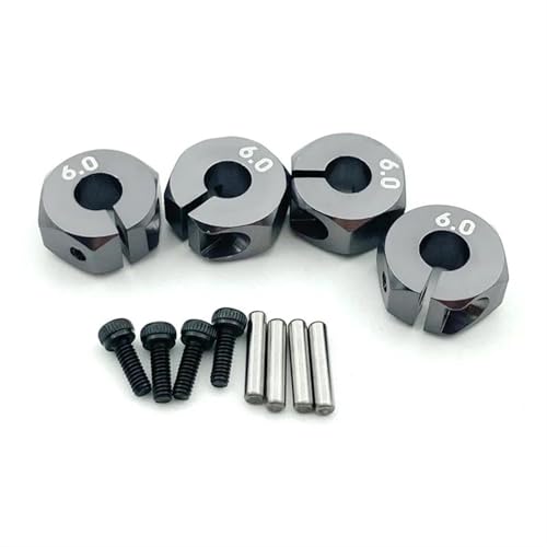 RC Teile Für HSP Für Tamiya Für SCX10 Für Slash 5/6/7mm Dicke Rad Hex 12mm Stick Naben Mit Pins Schrauben RC Auto Crawler LKW Upgrade Teile(Gray,6mm) von XAQRYQO