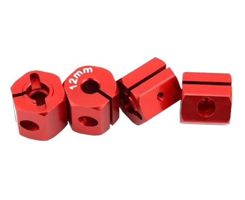 RC Teile Für SCX10 Für HSP Für HPI Für Tamiya Für Traxxas Für Slash 5/6/7/8/9/10/11/12mm Rad Hex 12mm Antriebsnaben Mit Pins Schrauben RC Auto Crawler Teile(Red,12mm) von XAQRYQO