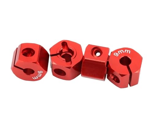 RC Teile Für SCX10 Für HSP Für HPI Für Tamiya Für Traxxas Für Slash 5/6/7/8/9/10/11/12mm Rad Hex 12mm Antriebsnaben Mit Pins Schrauben RC Auto Crawler Teile(Red,9mm) von XAQRYQO