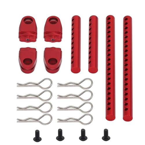 RC Teile Für Tamiya Für TT02 Metallmontierte Karosseriepfostenhalterungen Autoschale Mit R-Clips Befestigungssäulenteil Modell RC Upgrade-Teile Autozubehör(Red) von XAQRYQO