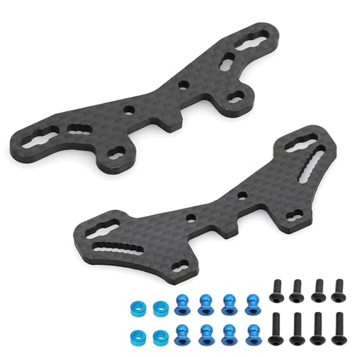 RC Teile Für Tamiya Für TT02S TT02SR TT-02 Für Typ-S TT02 Für Typ-SR 1/10 RC Auto Upgrade Teile Carbon Fiber Vorne Hinten Shock Tower Platte Zubehör(Set) von XAQRYQO
