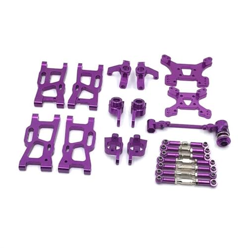 RC Teile Für WLtoys 144001 144002 144010 124007 124017 124019 Metall Schaukel Arm Lenkung Block Link Stange C-Hub Carrier Kit RC Auto Upgrades Teile(Purple) von XAQRYQO