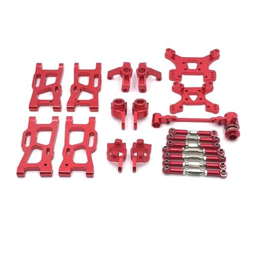 RC Teile Für WLtoys 144001 144002 144010 124007 124017 124019 Metall Schaukel Arm Lenkung Block Link Stange C-Hub Carrier Kit RC Auto Upgrades Teile(Red) von XAQRYQO
