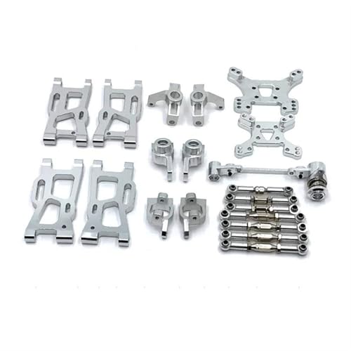 RC Teile Für WLtoys 144001 144002 144010 124007 124017 124019 Metall Schaukel Arm Lenkung Block Link Stange C-Hub Carrier Kit RC Auto Upgrades Teile(Silver) von XAQRYQO
