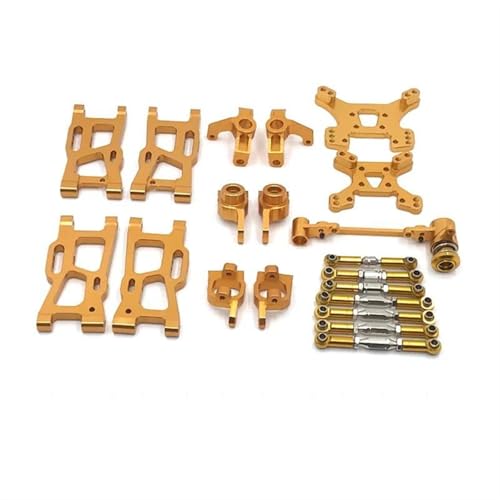 RC Teile Für WLtoys 144001 144002 144010 124007 124017 124019 Metall Schaukel Arm Lenkung Block Link Stange C-Hub Carrier Kit RC Auto Upgrades Teile(Yellow) von XAQRYQO