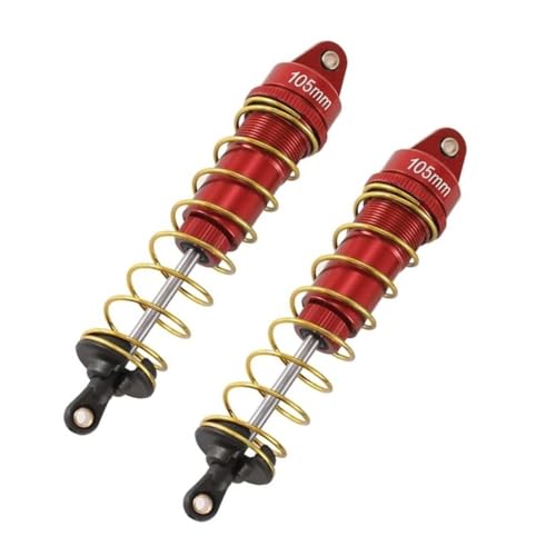 XAQRYQO RC Auto Dämpfer Für Buggy Truck Short Course Für Rallyeautos Für Monster 1/10 RC Truck-Teile, Ölverstellbarer 105-mm-Stoßdämpfer Aus Metall(Red) von XAQRYQO