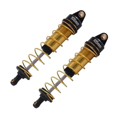 XAQRYQO RC Auto Dämpfer Für Buggy Truck Short Course Für Rallyeautos Für Monster 1/10 RC Truck-Teile, Ölverstellbarer 105-mm-Stoßdämpfer Aus Metall(Yellow) von XAQRYQO
