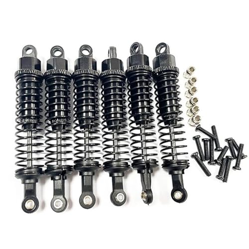 XAQRYQO RC Auto Dämpfer Für HOSIM XINLEHONG 9125 9155 9156 1/10 1/12 RC Auto Upgrade Teile Zubehör 6 Stück Metall Öl Stoßdämpfer Dämpfer(Black) von XAQRYQO