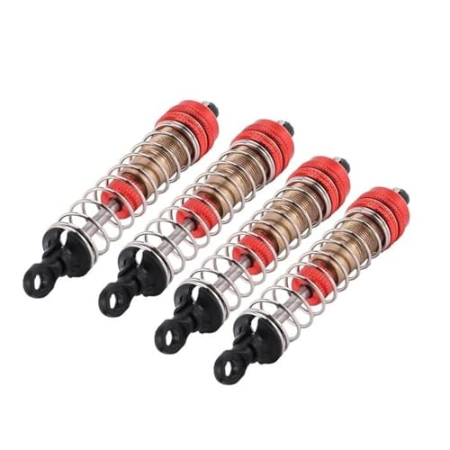 XAQRYQO RC Auto Dämpfer Für XLF X-03 X-04 1/10 RC Auto Für Monster Truck Upgrade Teile Zubehör 4 Stück Metall Stoßdämpfer Dämpfer(Red) von XAQRYQO