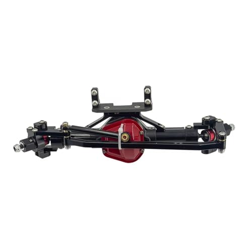 XAQRYQO RC Autoteile Für Axial Scx10 4WD D90 1/10 RC-Autozubehör, Upgrade-Teile, Metallische Vorder-, Mittel- Und Hinterachse, Gerade Achse Mit Servobasis(Black,Front Axle) von XAQRYQO