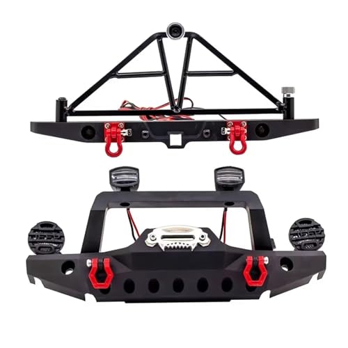 XAQRYQO RC Autoteile Für SCX10 Für TRX4 Für Axial Für Iii AX103007 1/10 RC Crawler Teil Vorne Stoßstange Hinten Metall Auto Mit Lichtern(1set) von XAQRYQO