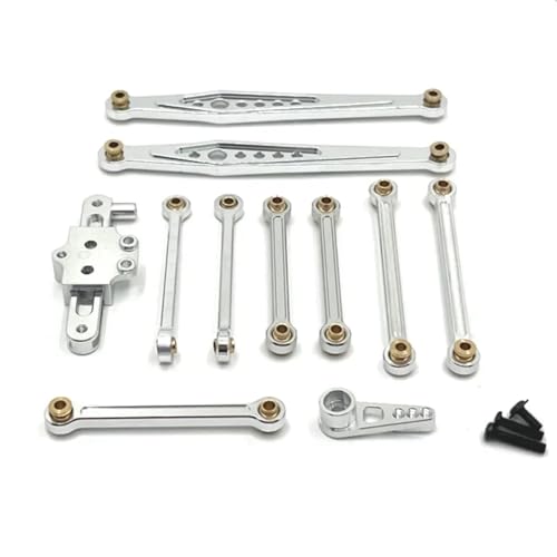 XAQRYQO RC Autoteile Für Wltoys 124006 12423 12427 12428 Modifizierte Teile Metall Upgrade Kit Lenkung Montage Link Stange Servo Arm 1/12 RC Auto Zubehör(Silver) von XAQRYQO