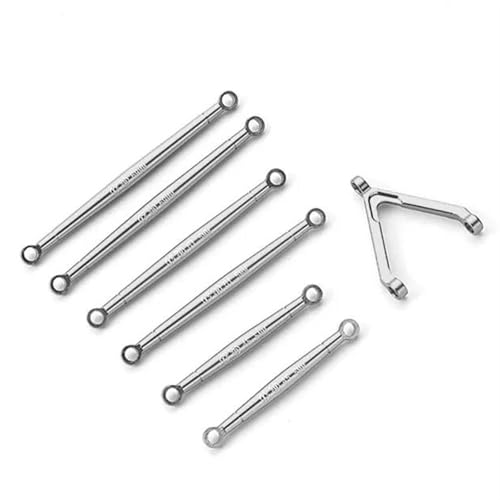 XAQRYQO RC-Links-Gestänge Für Axial Für SCX24 1/24 RC-Autoteil, 7-teiliger Verbindungsstangensatz, Aluminiumlegierung-Radstand, RC-Lenkverbindungsstangensatz, RC-Auto-Verbindungsstange(Silver) von XAQRYQO