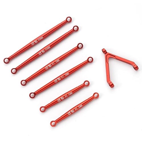 XAQRYQO RC-Links-Gestänge Für Axial SCX24 1/24 RC-Auto-Upgradeteil, Lenkstangensatz Aus Aluminiumlegierung, 7-Fach Radstand, RC-Lenkstangensatz(Red) von XAQRYQO
