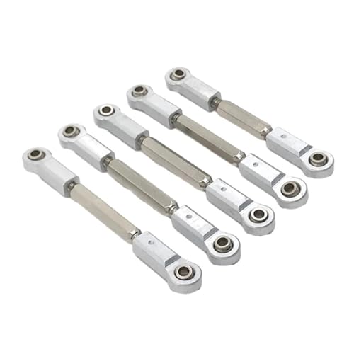 XAQRYQO RC-Links-Gestänge Für JLB J3 1/10 RC-Auto-Upgrade-Zubehör, 5-teiliges Lenkgestänge Aus Aluminiumlegierung, Servo-Spurstange(Silver) von XAQRYQO