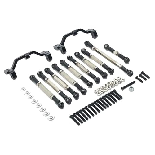 XAQRYQO RC-Links-Gestänge Für MN D90 1/12 RC-Auto-Upgrade-Teil, 12-teiliges Lenkstangen-Zugstangenhalterungsset Aus Aluminiumlegierung, RC-Auto-Verbindungsstange(Black) von XAQRYQO