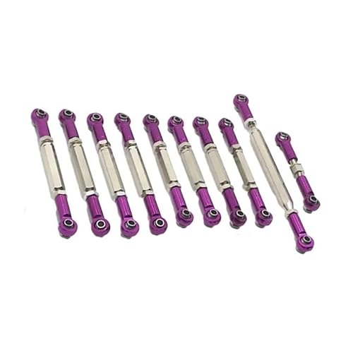 XAQRYQO RC-Links-Gestänge Für MN D90 D91 D96 D99S MN99S MN90 1/12 RC-Auto-Tuning-Teile, 10-teiliges Metall-Zugstangen-Lenkstangen-Set(Purple) von XAQRYQO